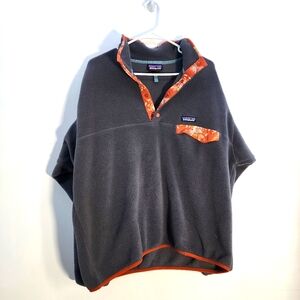Patagonia Gray and Orange Fleece Pullover XL